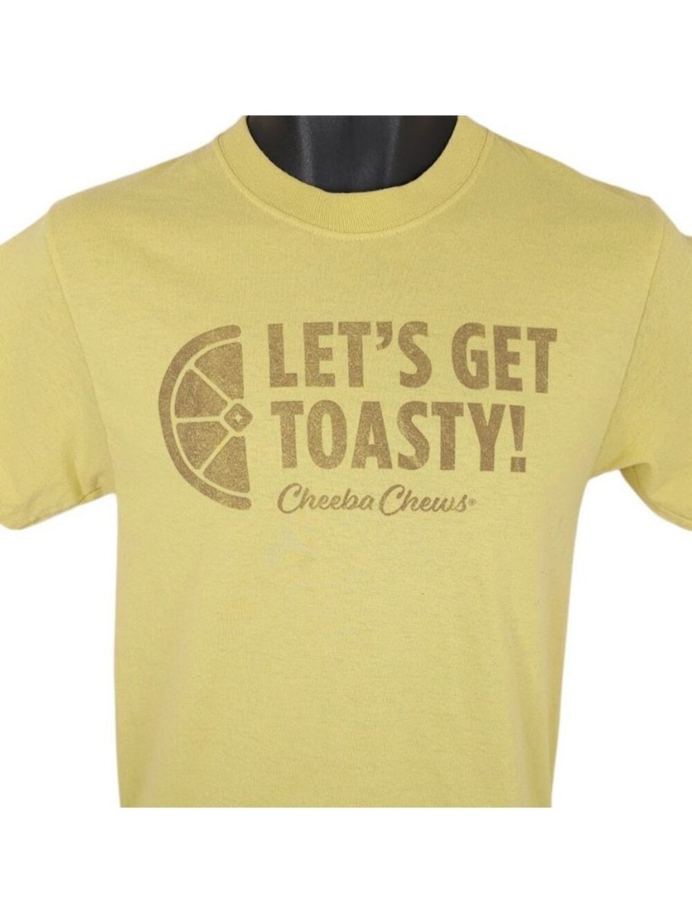 Cannabis T Shirt Mens Size Small Yellow Cheeba Chews Lets Get Toasty Made In USA